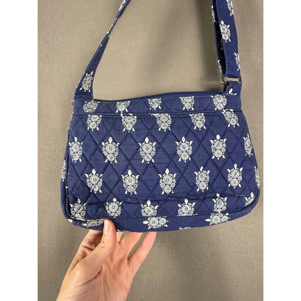 Vera Bradley Crossbody Bag Womens Small Blue Sea Turtle Quilted Wallet Purse